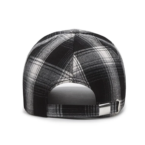 Classic plaid baseball cap with adjustable metal buckle and breathable checkered fabric