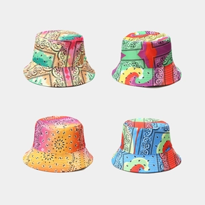 Tie Dye Paisley Bucket Hat Reversible Foldable Sun Protection Outdoor Streetwear Fisherman Cap For Men Women Multicolor