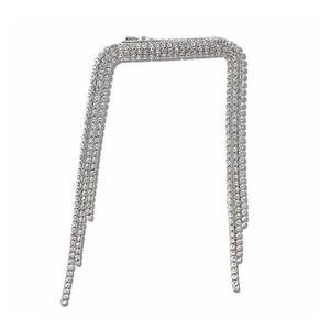 Elegant silver tassel hair clip with shimmering rhinestones and long fringe detail