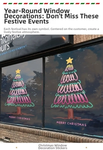 Sticker sapin de Noël graffiti avec texte Merry Christmas pour décoration de vitrines