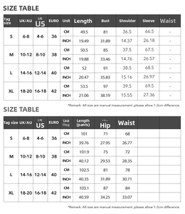 Size chart detail for women's Y2K yoga set showing measurements for jacket and pants
