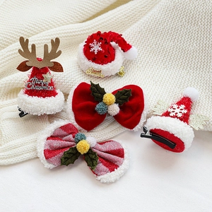 Pinces À Cheveux De Noël Serre-Tête Bonnet De Noël Velours Peluche Nœud Bois De Renne Flocon De Neige Accessoires Cheveux Fête Femmes Enfants