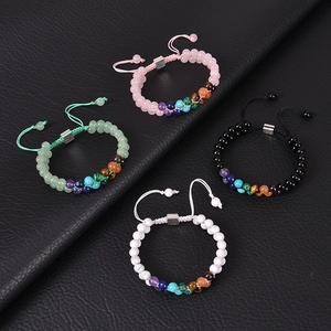 6mm malachite double-layered braided tree of life bracelet with colorful chakra stones