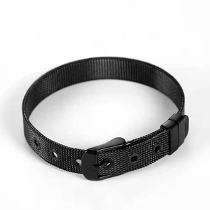 Adjustable 10mm black mesh stainless steel bracelet with buckle strap for men and women