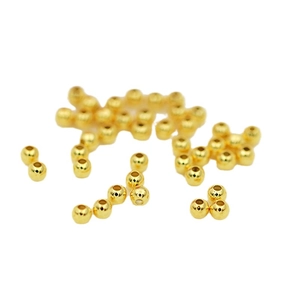 Polished 18K gold-plated small round metal beads with holes for DIY jewelry making