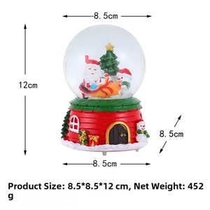 Detailed dimensions and weight of the Christmas snow globe with Santa and reindeer scene