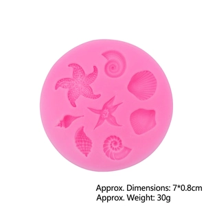Stampo in silicone rosa a tema marino con stelle marine e conchiglie per pasta di zucchero