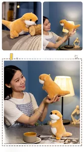 Detailed views of soft plush otter toy in standing and lying poses for home decor