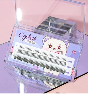 Detailed view of Fishtail and Fairy style false eyelash set in a cute bear packaging