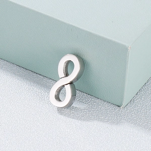 Polished silver stainless steel infinity symbol bead for jewelry making projects