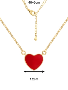 Detail view of heart pendant with 40+5cm chain length and 1.2cm width measurements