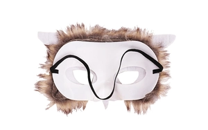 Vue arrière du masque de hibou montrant le rembourrage blanc et la sangle élastique