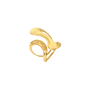 Moderner goldener Seesternring aus poliertem Edelstahl mit unregelmäßiger Knotenform