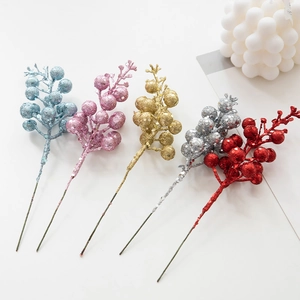 Weihnachten Glitzer Künstliche Beerenstiele Schaumstoff Funkelnder Fruchtzweig Für DIY Kranz Girlande Feiertags Party Heimdekoration