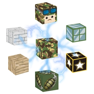 132-piece magnetic light block set with military sandbox cubes and glowing electrical effects