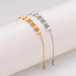 Elegant frosted butterfly cross chain bracelet in gold and silver stainless steel finish