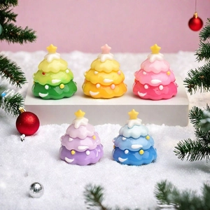 Five mini colorful gradient resin Christmas trees with star tops for DIY holiday decor