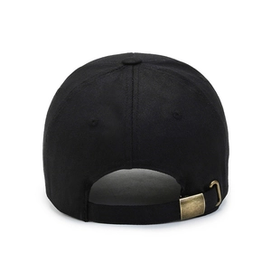 Berretto da baseball classico in cotone nero con fibbia regolabile e design a 6 pannelli