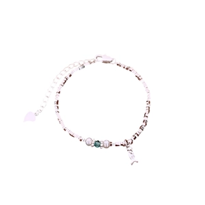 Bracciale in argento con perle d'acqua dolce, cristallo verde e ciondolo a pesce