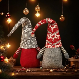 Christmas faceless gnomes with knit hats and plush bodies for festive home decoration