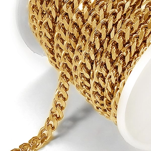 Cuban Link Chain 304 Stainless Steel For DIY Jewelry Making Necklace Bracelet Gold Steel Color Hip Hop Craft Supply