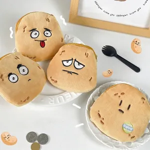 Cute potato plush coin purse set with funny expressions and zipper closure