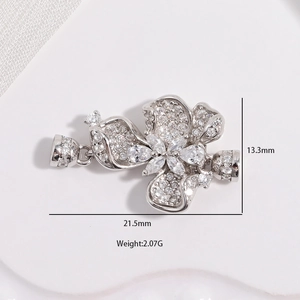 S925 sterling silver flower clasp for pearl necklaces with cubic zirconia inlay 21.5mm