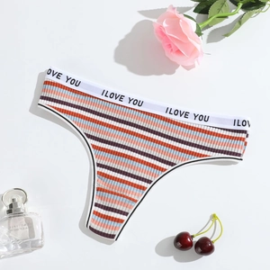 String à rayures colorées à taille basse avec large ceinture élastique et tissu respirant