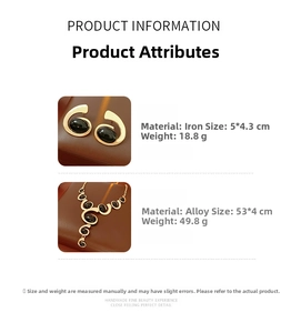 Detailed size specifications for gold crescent necklace and earrings jewelry set