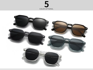 Group shot of retro polygonal polarized sunglasses in five versatile color options