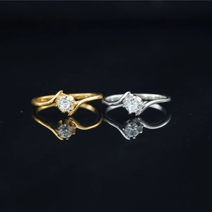 Elegant Swirl Bypass Ring Round Cut Clear Zirconia Stainless Steel Minimalist Jewelry For Women Wedding Engagement