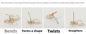 Detailed view of flexible S925 silver needles on French vintage pearl tassel earrings
