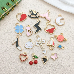 Detailed assortment of 17 colorful enamel charms for DIY jewelry and accessories making