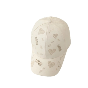 Casquette de baseball enfant avec broderie LOVE sur coton crème et couronne rigide