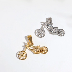 Gold and silver motorcycle pendants made of polished metal for DIY necklace accessories