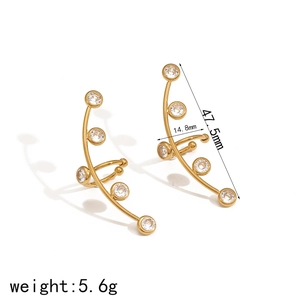 Detail view of 18k gold plated stainless steel ear cuffs with sparkling cubic zirconia