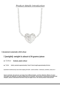 Detailed macro view of S925 sterling silver heart pendant with textured foil finish