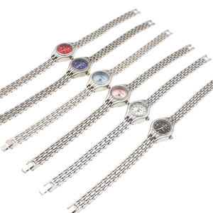 Chic women's gold heart charm bracelet watches in six assorted vibrant dial colors