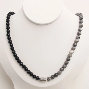 Collier De Perles En Pierre Naturelle Jaspe Map Obsidienne Oeil De Tigre Avec Fermoir À Bascule En Acier Inoxydable