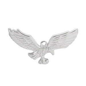Detailed view of silver eagle pendant showing intricate wing feather textures