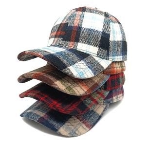 Classic plaid wool baseball caps for women in multiple vintage autumn winter colors