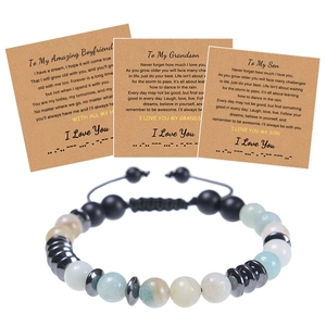 Morse code handmade bracelet with amazonite beads and emotional message cards