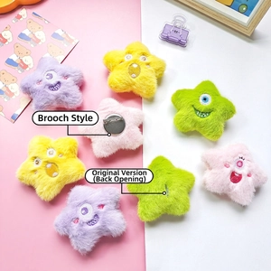 Cute plush star monster brooches with one-eyed emoji and embroidery in multiple colors
