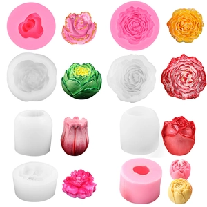 3D peony and tulip flower silicone molds for DIY scented candles and handmade soap
