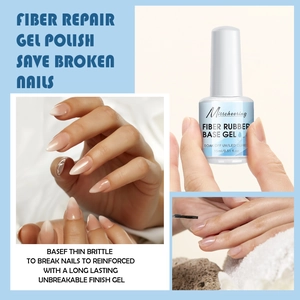 Dettaglio flacone 15ml Fiber Rubber Base Gel per riparare e rinforzare unghie fragili