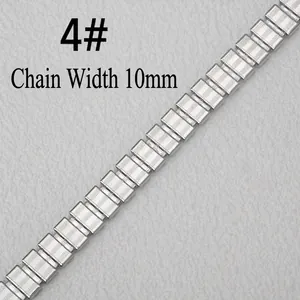 Macro detail of 10mm wide stainless steel DIY link chain with anti-slip mesh texture