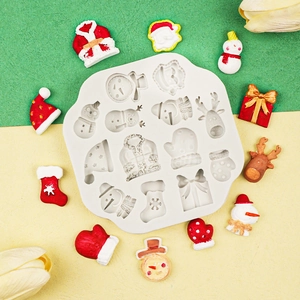 Silikonform Weihnachten mit Weihnachtsmann, Rentier und Baum für DIY-Backen