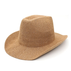 Classic woven straw cowboy Panama hat with curved brim and sun protection for both men and women