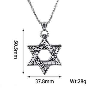 Viking Star of David pendant size detail showing 50.5mm height and 37.8mm width