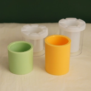 Windproof hollow cylindrical candle mold made of transparent PC with candle samples